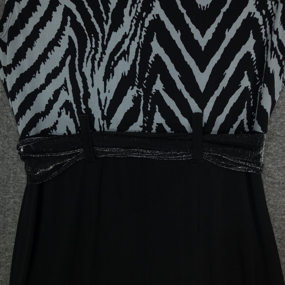 Y2K En Focus Studio Dress Zebra Print Belted Black Knee Length Womens Size 8 - Picture 7 of 7